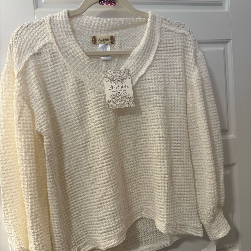 Altar'd State Cream Textured Knit Sweater